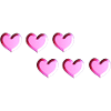 six hearts pink glitter