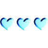 three hearts blue glitter