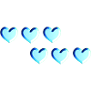 six hearts blue glitter pattern