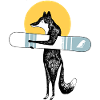 Cooler Fuchs mit Snowboard