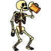 Skeleton drinks beer, Halloween