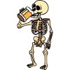 Skeleton drinks beer, Halloween