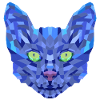 Chat Bleu Polygonal