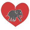 rotes Herz Tierliebe Elefant