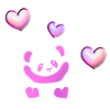 pink panda animal hearts