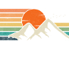 Mountains retro sunset birds