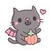 Cute Vampire Cat With Pumpkin
