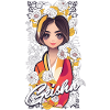 Geisha with flowers