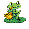 Frosch spielt Saxophon