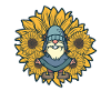 Gelbe Sonnenblume und Gnom - Garten