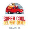 Super Cool Lieferfahrer Kurier Essenslieferung