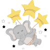 Kleiner Elefant fliegt mit Sternen