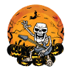 Spooky rock band guitarist