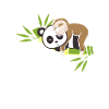 Sloth sits on panda