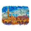 Budapest Hongrie Aquarelle Sketch Illustration