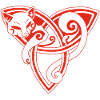 Celtic cat at rest (red)