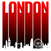 London Skyline Red Gradient