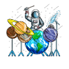 Planted Drummer Astronaut Cosmos Universe