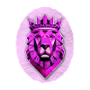 Geometric lion with magenta crown