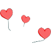 three hearts red balloon