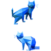 Duo Chat Polygone Bleu