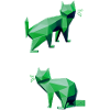 Green Geometry Cats Duo