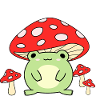 Frog with mushroom hat - kawaii Frog Cottagecore