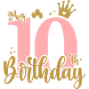 Ten Birthday Crown Pink Gold
