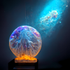 Space snow globe with jellyfish and galaxy nebulae