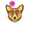 Geometric Dog with Heart