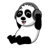 Niedlicher Panda hört Musik