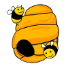 Bee nest with cute bees