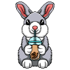 Rabbit drinks bubble tea