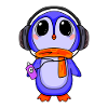 Pinguin hört Musik