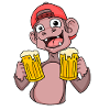 Monkey with beer glasses