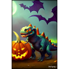 Halloween Dinosaur Pumpkin Bat