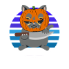 Halloween Cat Pumpkin Head