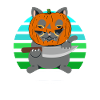 Halloween Cat Pumpkin Head
