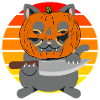 Halloween Cat Pumpkin Head