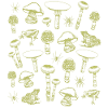 Green Magic Mushrooms & Frogs