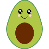 Kawaii, fruits, vegetables, vegan, avocado