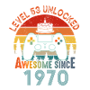 Level 53 Unlocked Awesome Since 1970 Funny Gamer