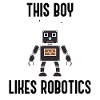 Junge mag Roboter Ironische Robotertechnik