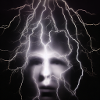 Face iluminated by lightning