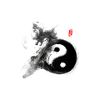 Drago cinese con simbolo yin e yang