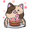 Lubben katt som holder en bursdagskake 2.
