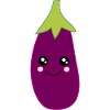 Kawaii,Eggplant,purple, fruits, vegetables, vegan,