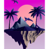 Vaporwave Aesthetic Flying Island