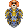 Ritter Hund Hunderasse Beagle mit Rüstung