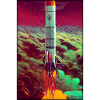 Rocket Launch Space Stars Clouds